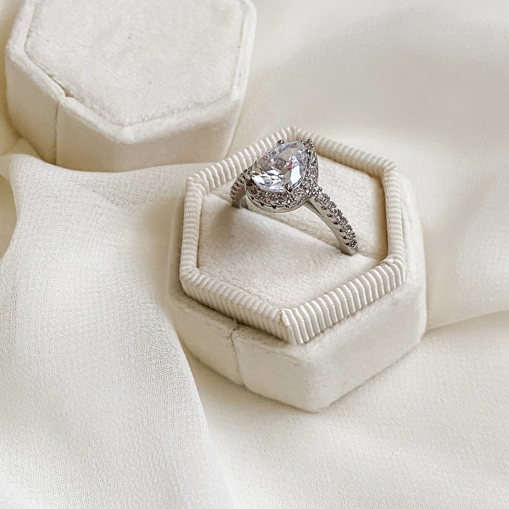 Pear Halo 2 Carat CZ Diamond Ring - Picture 6 of 13